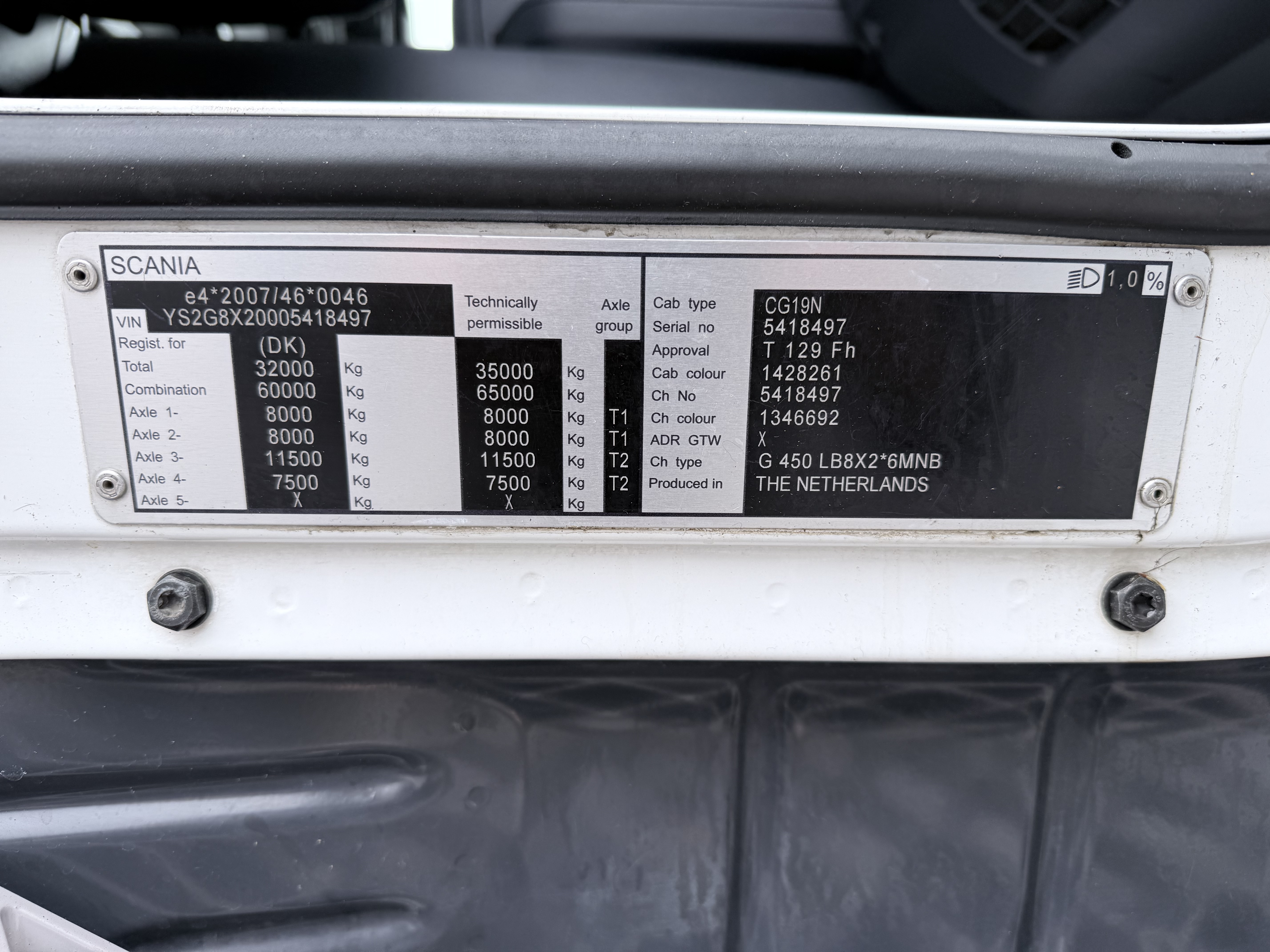 Scania G450 8x2-6 Euro 6 ADR Chassis
