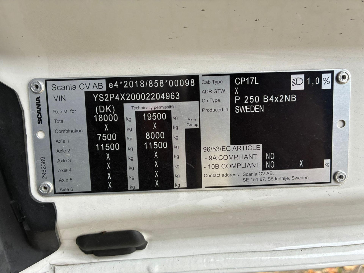 Scania P 250 B4x2NB Boks/lift