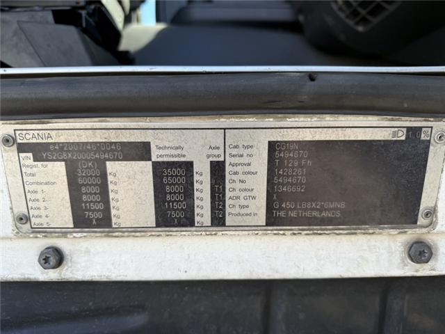Scania G450 LB8x2*6MNB ADR Chassis / Retarder / Euro 6