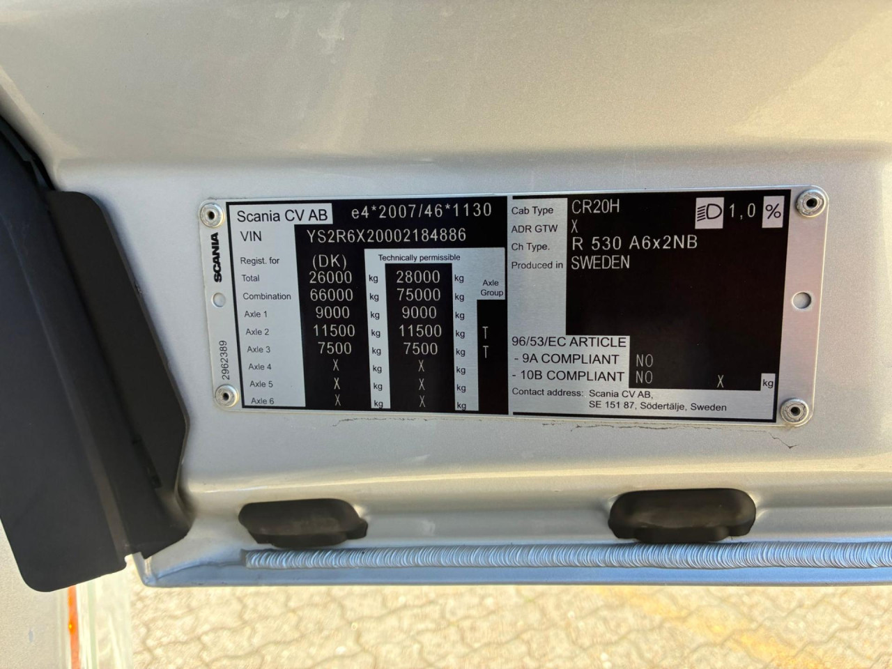 Scania R 530 A6x2NB - 2 streng hydraulikanlæg
